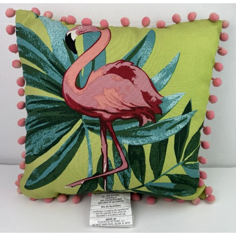 Allen + Roth Indoor/Outdoor Pillows Set Of 2 Flamingo‎ & Watermelon Colorful EUC - Picture 2 of 12